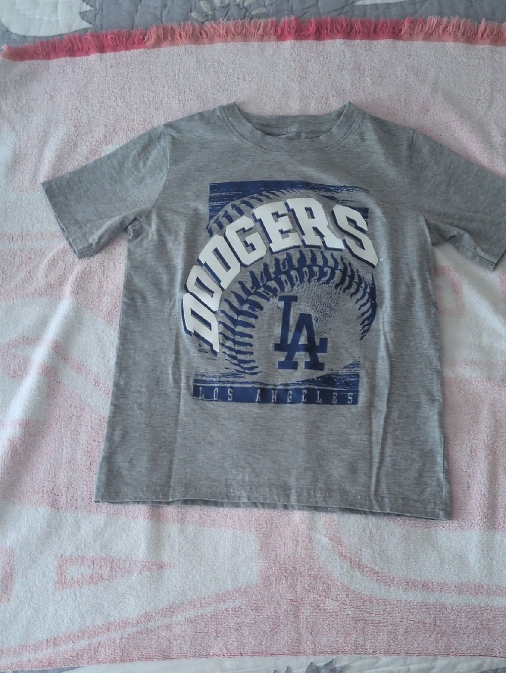 MLB Los Angeles Dodgers Gray and Blue Graphic Tee
